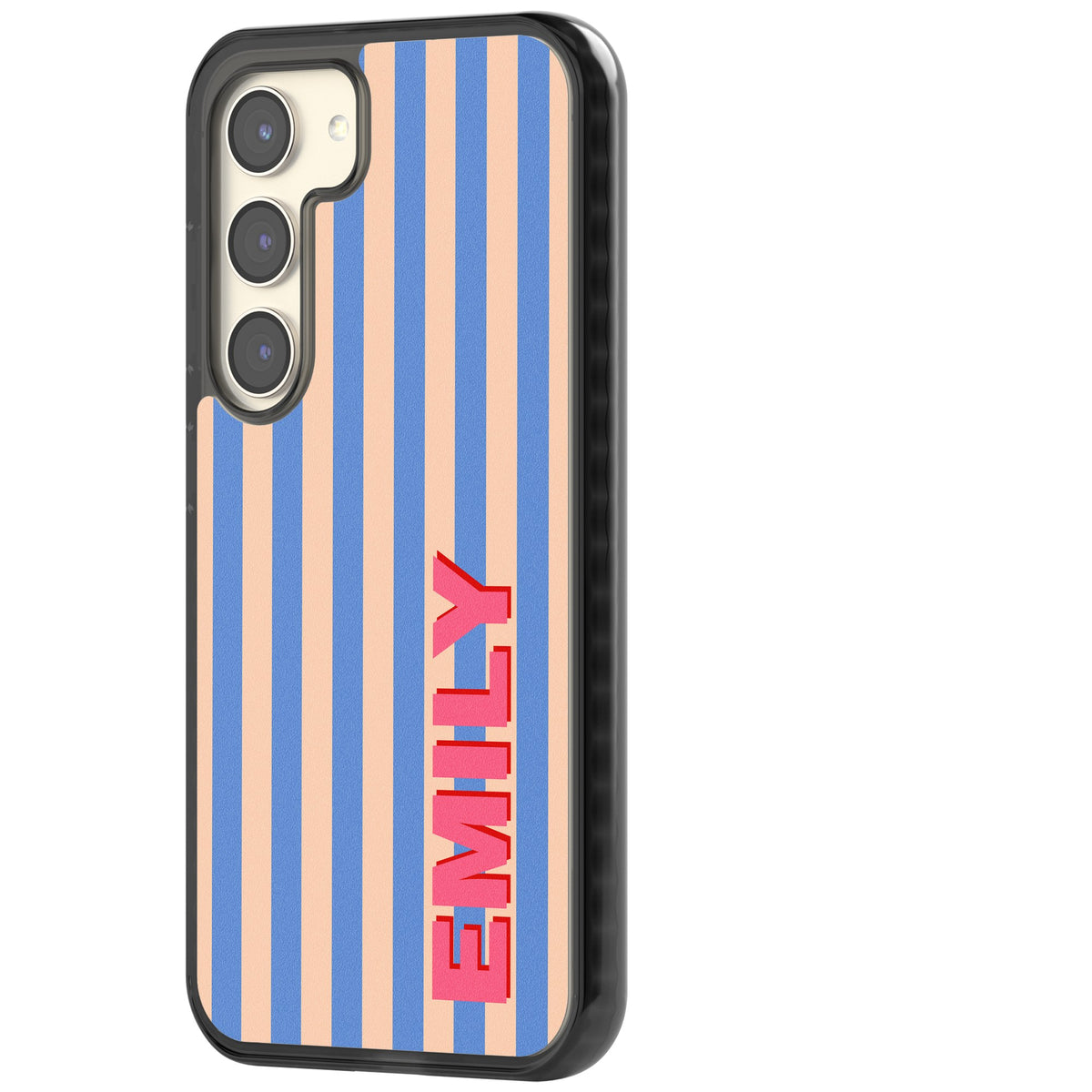 Personalised Coastal Stripe Samsung S22 / Samsung S22 Plus / Samsung S23 / Samsung S23 Plus / Samsung S24 / Samsung S24 Plus Impact Black Phone Case side