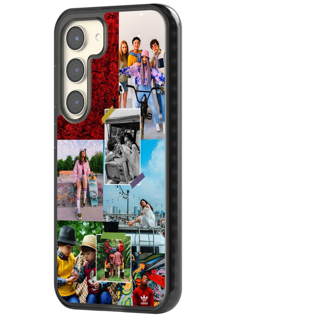 Personalised Photo Collage Samsung S22 / Samsung S22 Plus / Samsung S23 / Samsung S23 Plus / Samsung S24 / Samsung S24 Plus Impact Black Phone Case side