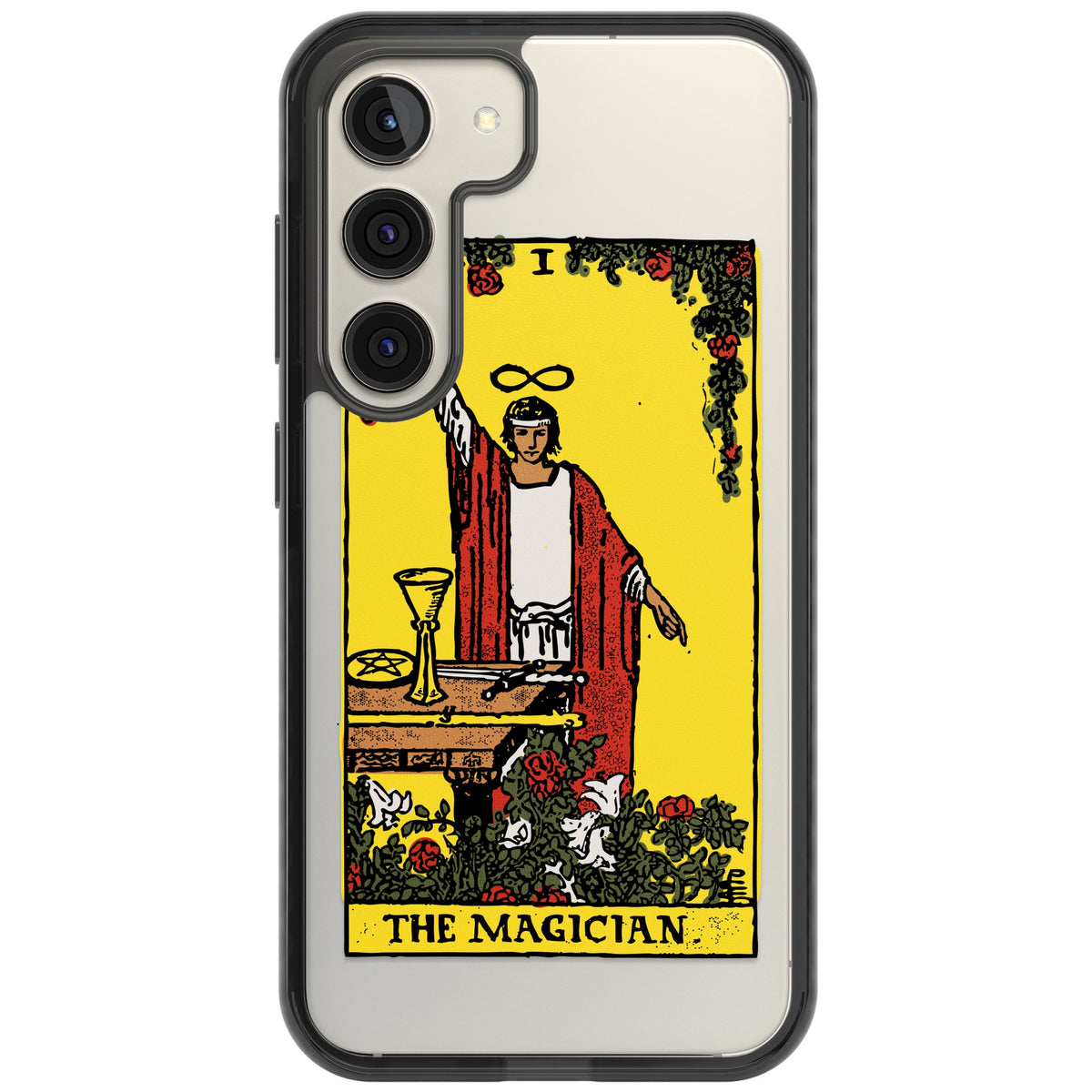 Personalised The Magician Tarot Card (Color) Samsung S22 / Samsung S22 Plus / Samsung S23 / Samsung S23 Plus / Samsung S24 / Samsung S24 Plus Impact Black Phone Case front