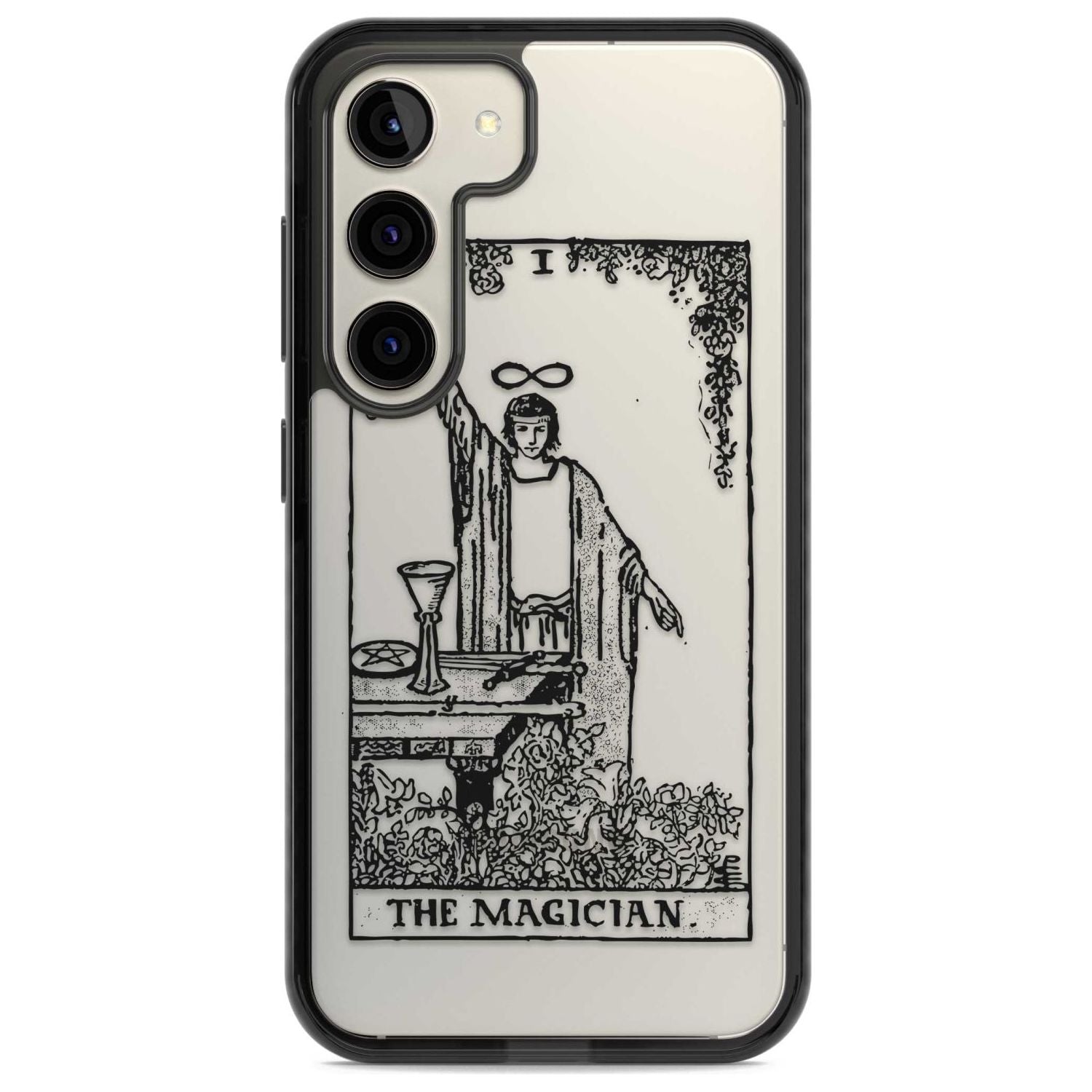 Personalised The Magician Tarot Card - Transparent Custom Phone Case Samsung S22 / Black Impact Case,Samsung S23 / Black Impact Case Blanc Space