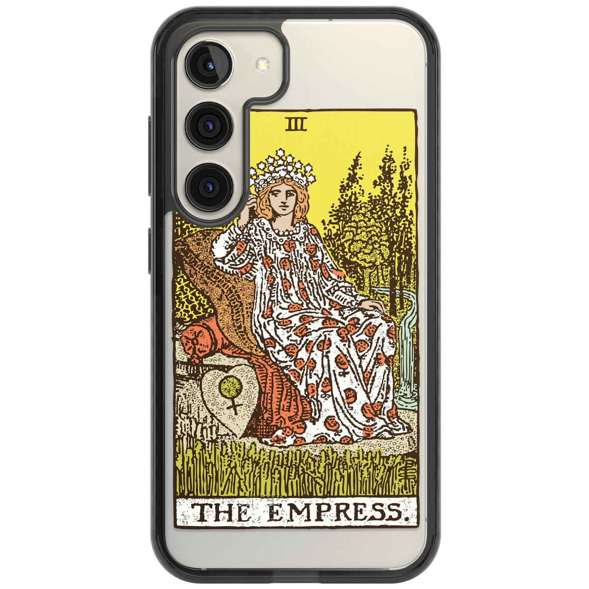 Personalised The Empress Tarot Card (Color) Samsung S22 / Samsung S22 Plus / Samsung S23 / Samsung S23 Plus / Samsung S24 / Samsung S24 Plus Impact Black Phone Case front
