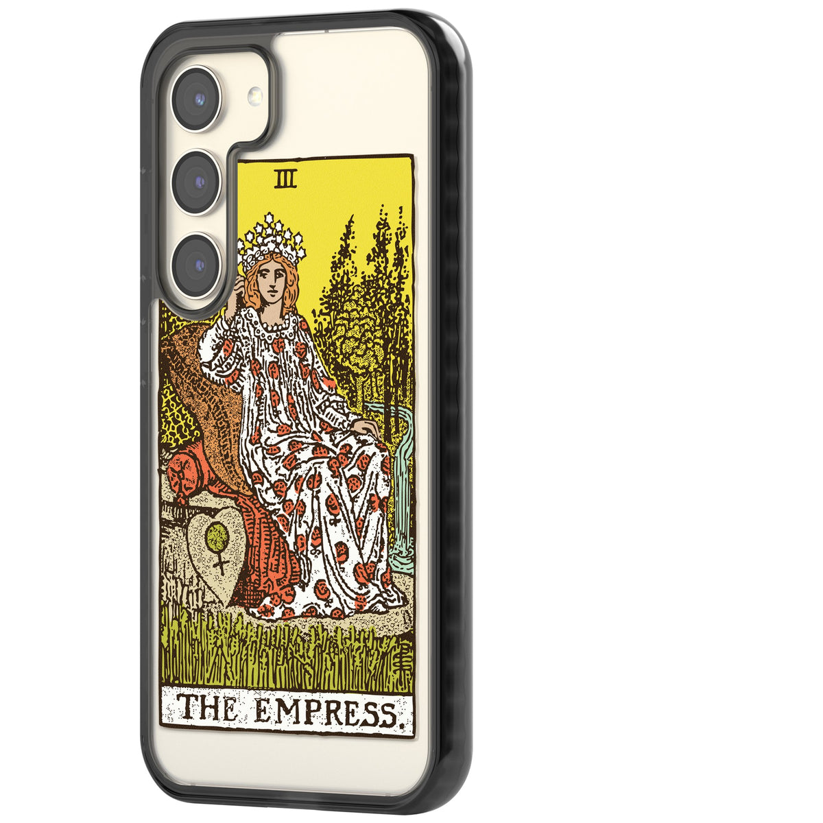 Personalised The Empress Tarot Card (Color) Samsung S22 / Samsung S22 Plus / Samsung S23 / Samsung S23 Plus / Samsung S24 / Samsung S24 Plus Impact Black Phone Case side
