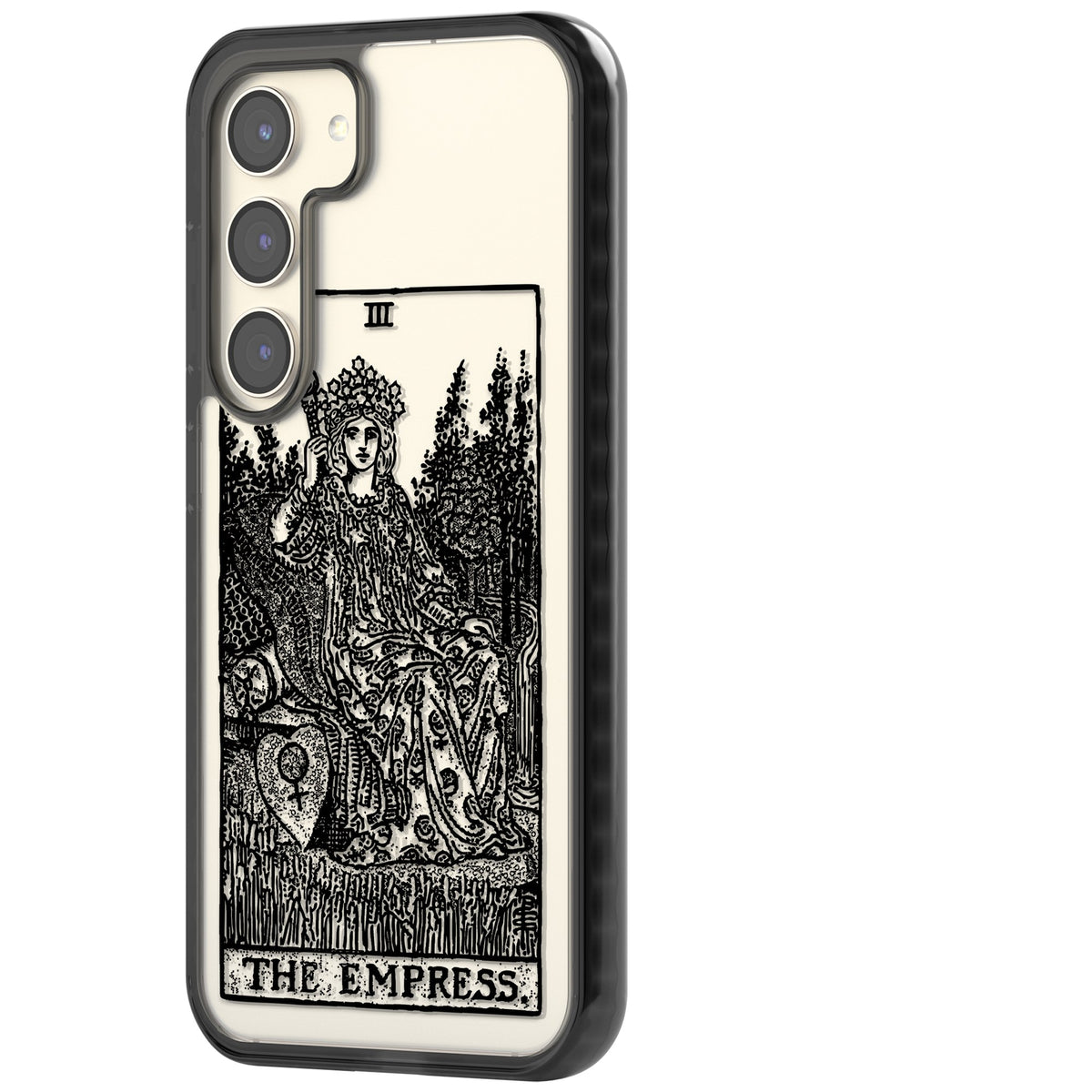 Personalised The Empress Tarot Card (Clear) Samsung S22 / Samsung S22 Plus / Samsung S23 / Samsung S23 Plus / Samsung S24 / Samsung S24 Plus Impact Black Phone Case side