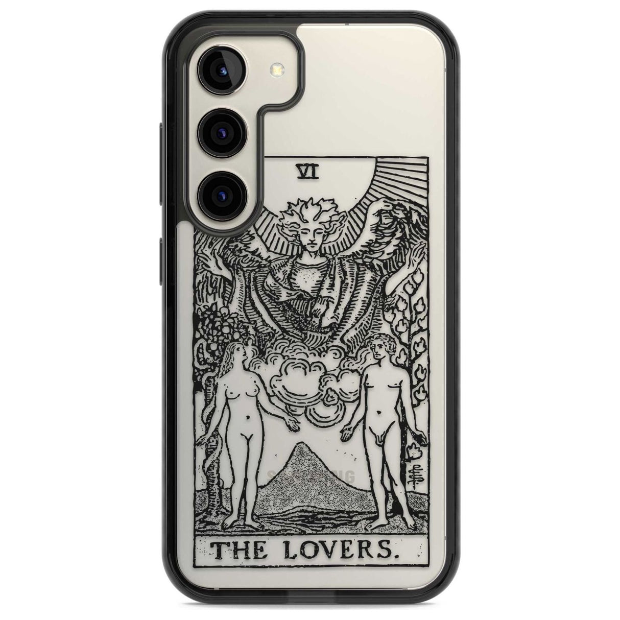 Personalised The Lovers Tarot Card - Transparent Custom Phone Case Samsung S22 / Black Impact Case,Samsung S23 / Black Impact Case Blanc Space