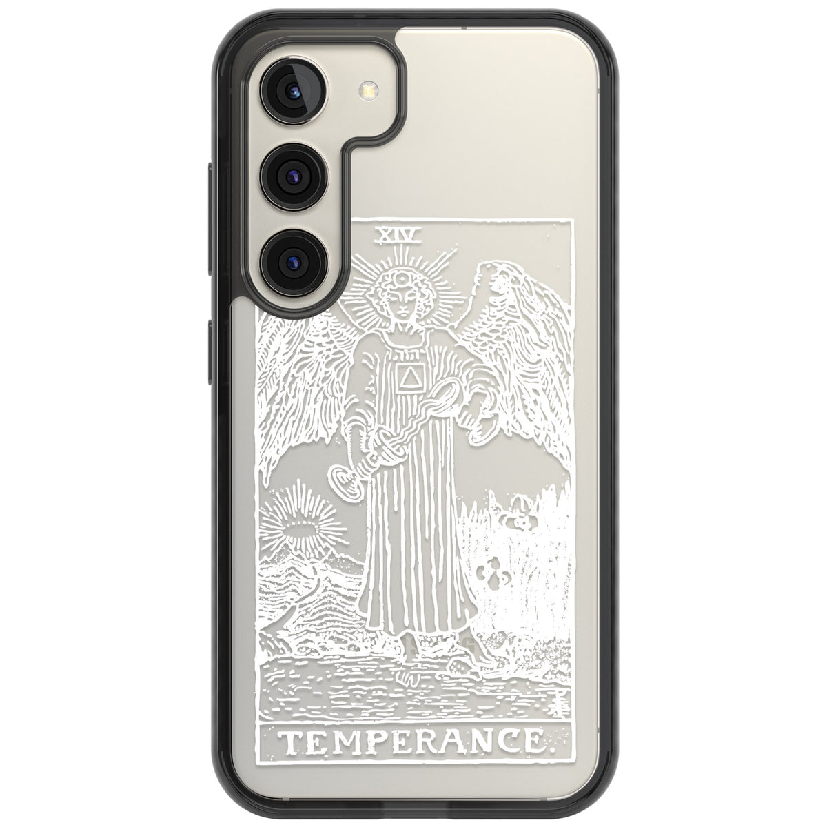 Personalised Temperance Tarot Card (White) Samsung S22 / Samsung S22 Plus / Samsung S23 / Samsung S23 Plus / Samsung S24 / Samsung S24 Plus Impact Black Phone Case front