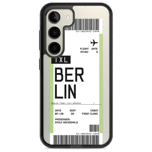 Personalised Berlin Boarding Pass Custom Phone Case Samsung S22 / Black Impact Case,Samsung S23 / Black Impact Case Blanc Space