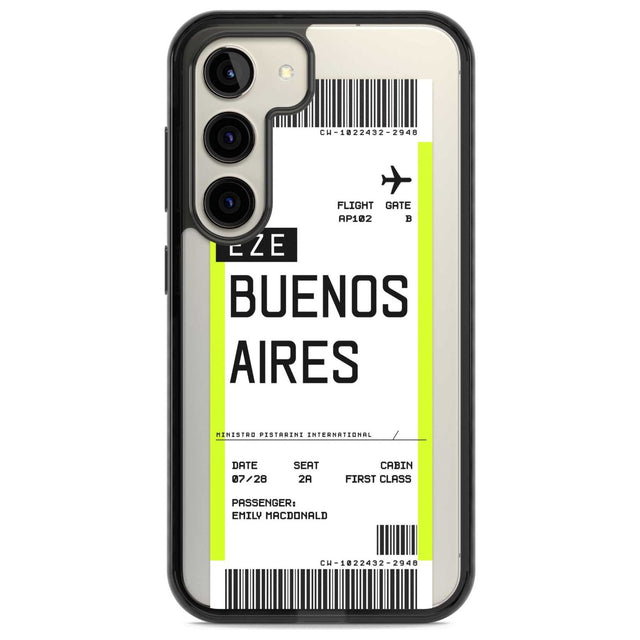 Personalised Buenos Aires Boarding Pass Custom Phone Case Samsung S22 / Black Impact Case,Samsung S23 / Black Impact Case Blanc Space