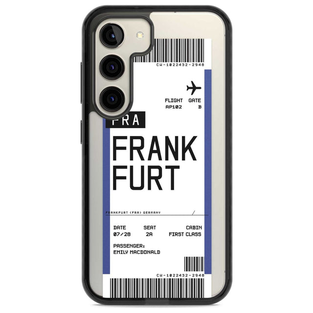 Personalised Frankfurt Boarding Pass Custom Phone Case Samsung S22 / Black Impact Case,Samsung S23 / Black Impact Case Blanc Space
