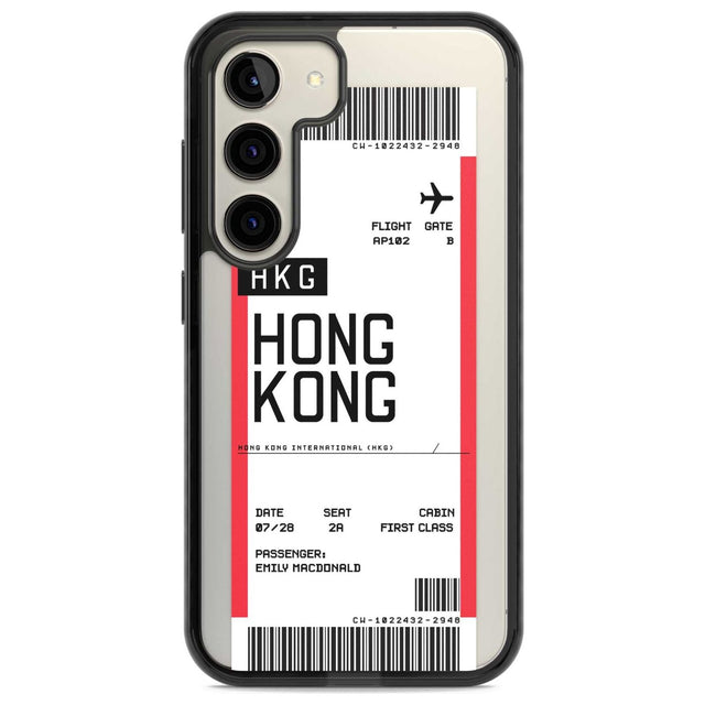 Personalised Hong Kong Boarding Pass Custom Phone Case Samsung S22 / Black Impact Case,Samsung S23 / Black Impact Case Blanc Space
