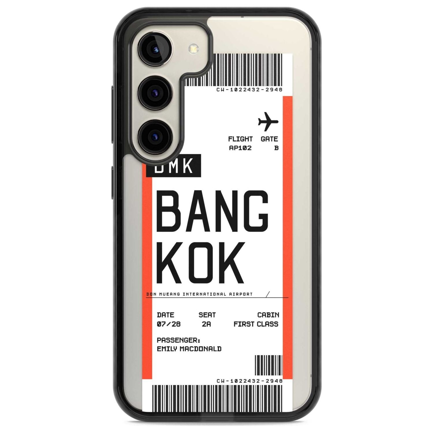 Personalised Bangkok Boarding Pass Custom Phone Case Samsung S22 / Black Impact Case,Samsung S23 / Black Impact Case Blanc Space