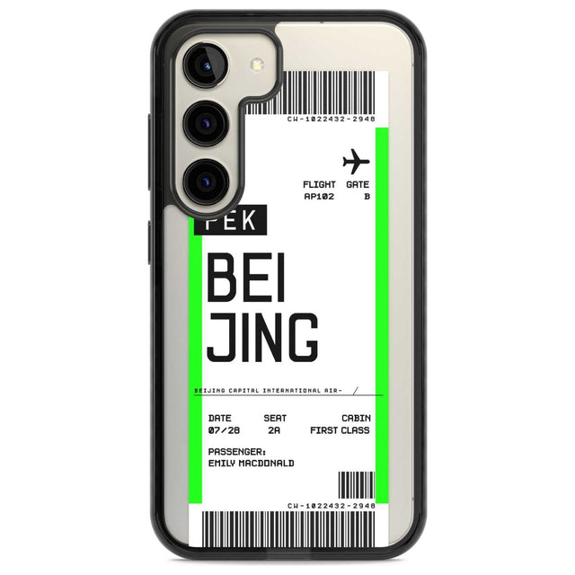 Personalised Beijing Boarding Pass Custom Phone Case Samsung S22 / Black Impact Case,Samsung S23 / Black Impact Case Blanc Space