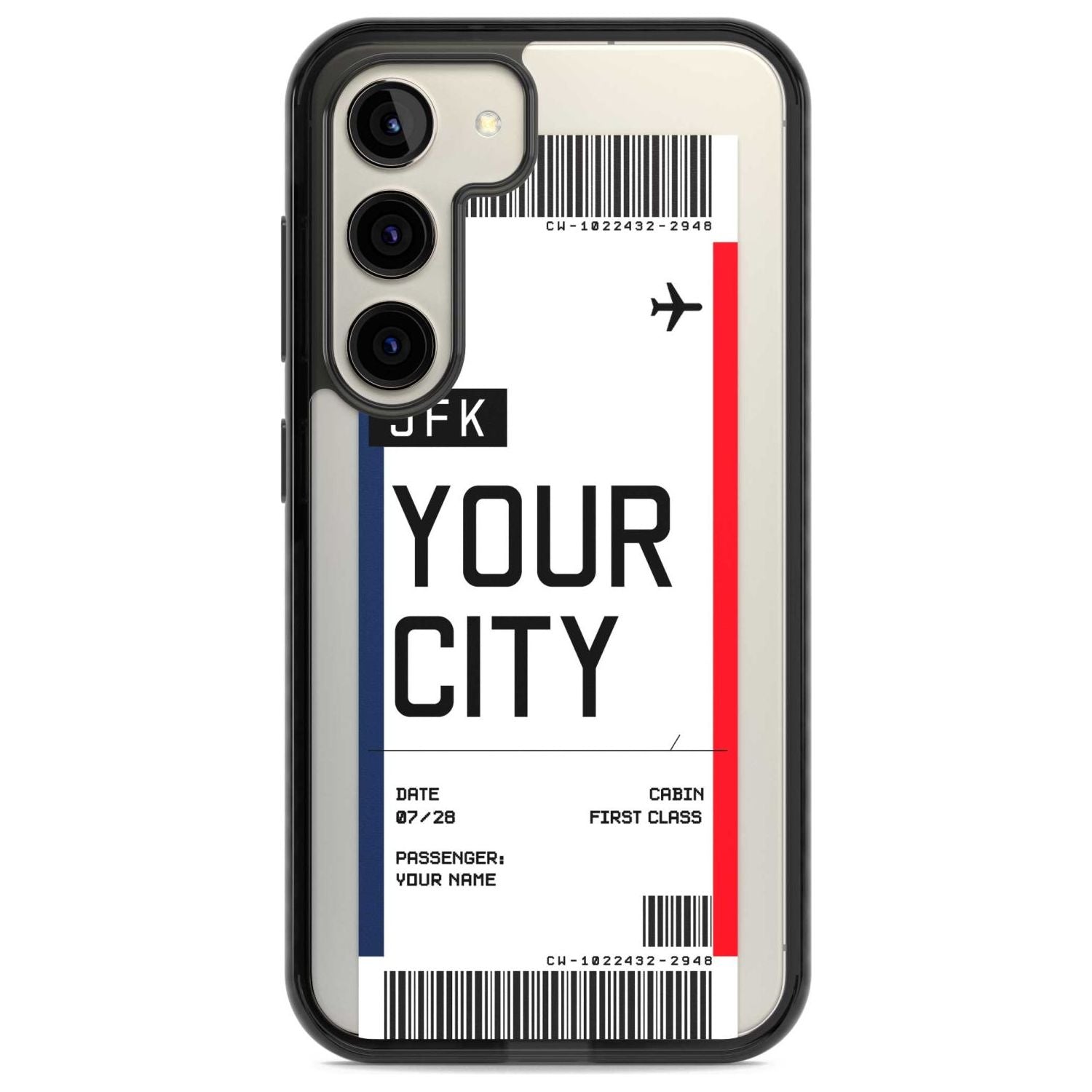 Personalised Create Your Own Boarding Pass Ticket Custom Phone Case Samsung S22 / Black Impact Case,Samsung S23 / Black Impact Case Blanc Space