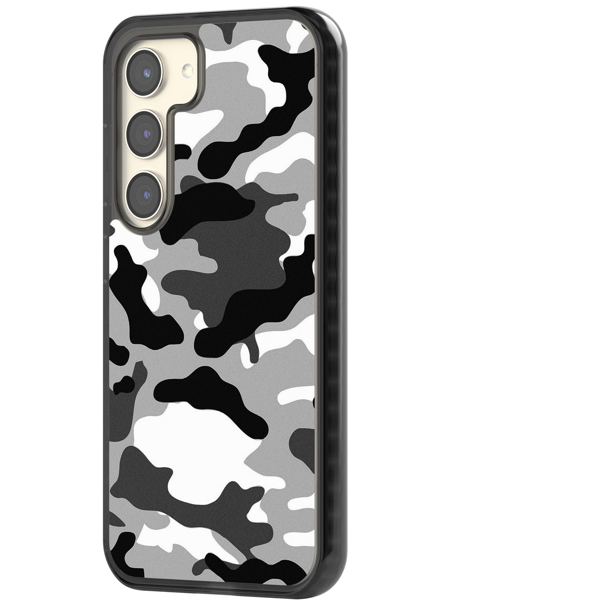 Grey Camo Samsung S22 / Samsung S22 Plus / Samsung S23 / Samsung S23 Plus / Samsung S24 / Samsung S24 Plus Impact Black Phone Case side