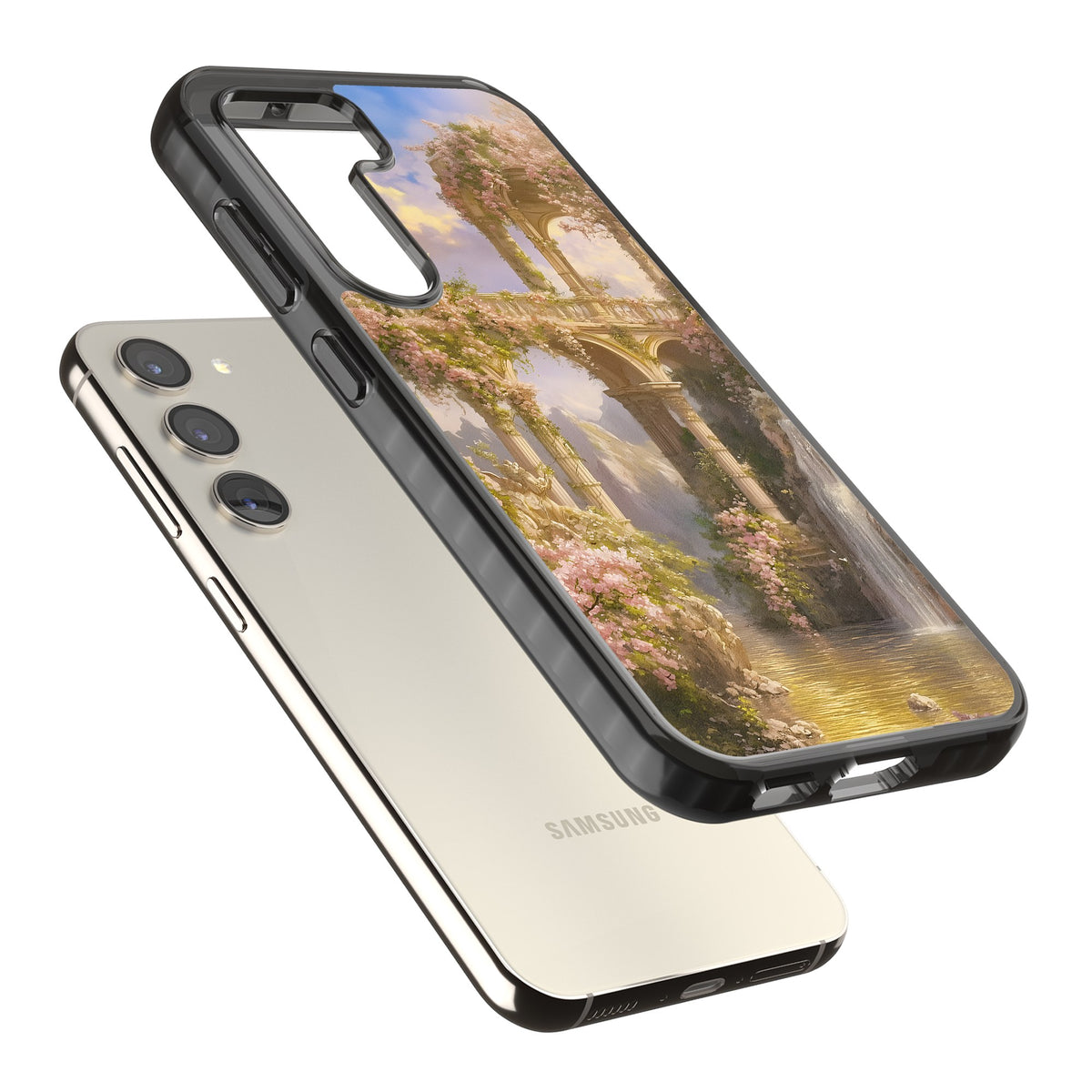 Castle River Samsung S22 / Samsung S22 Plus / Samsung S23 / Samsung S23 Plus / Samsung S24 / Samsung S24 Plus Impact Black Phone Case angled