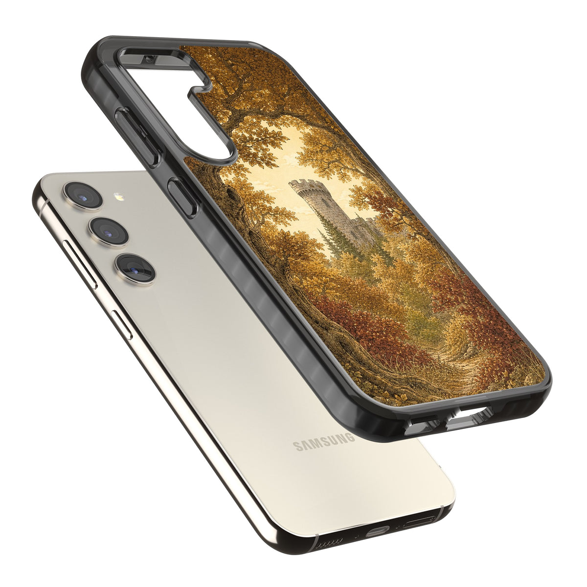 Autumn Keep Samsung S22 / Samsung S22 Plus / Samsung S23 / Samsung S23 Plus / Samsung S24 / Samsung S24 Plus Impact Black Phone Case angled