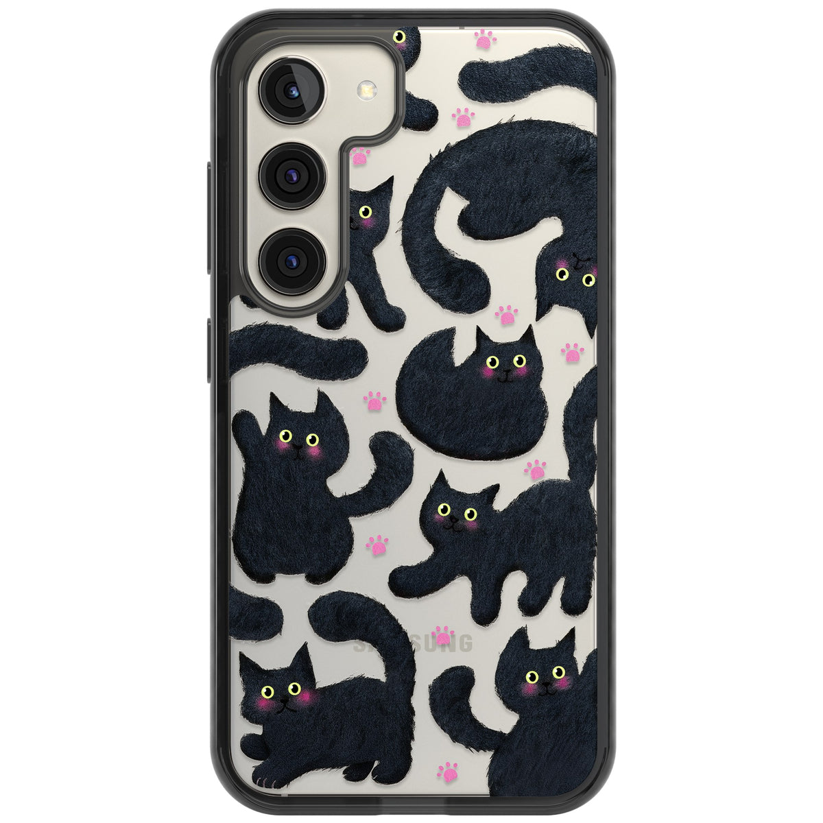 Midnight Cats Samsung S22 / Samsung S22 Plus / Samsung S23 / Samsung S23 Plus / Samsung S24 / Samsung S24 Plus Impact Black Phone Case front
