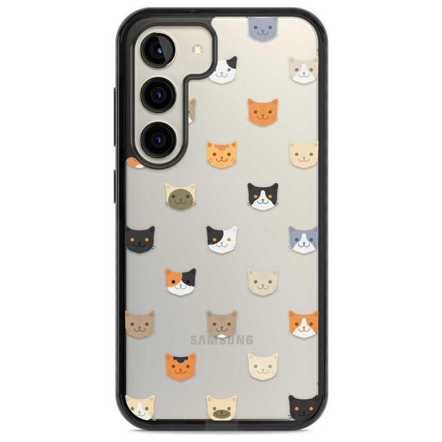 Cute Cat Face Transparent Phone Case Samsung S22 / Black Impact Case,Samsung S23 / Black Impact Case Blanc Space