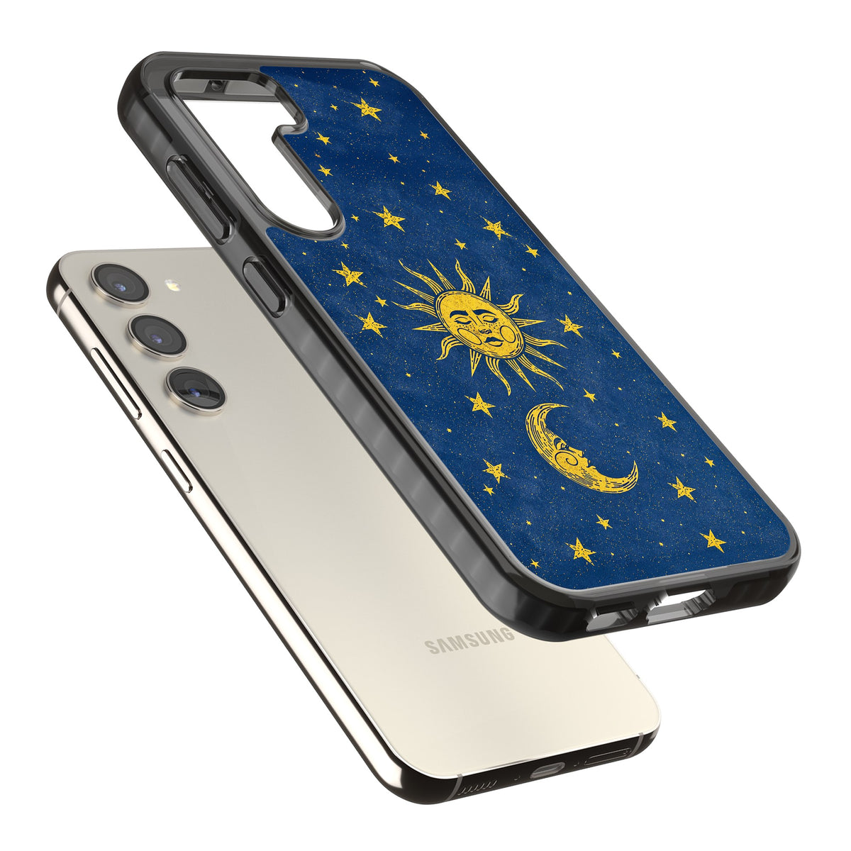 Sun & Moon Reverie Samsung S22 / Samsung S22 Plus / Samsung S23 / Samsung S23 Plus / Samsung S24 / Samsung S24 Plus Impact Black Phone Case angled