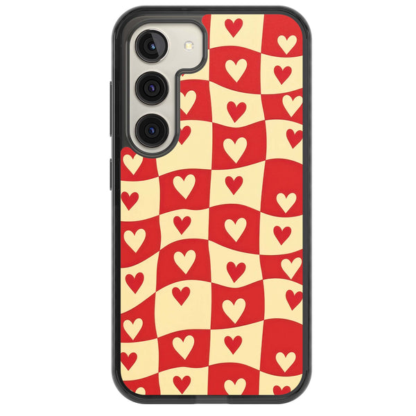 Red Wavy Checked & Hearts