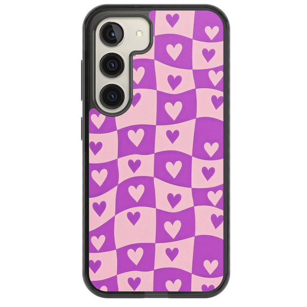 Purple Wavy Checked Hearts