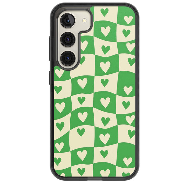 Green Wavy Checked Hearts