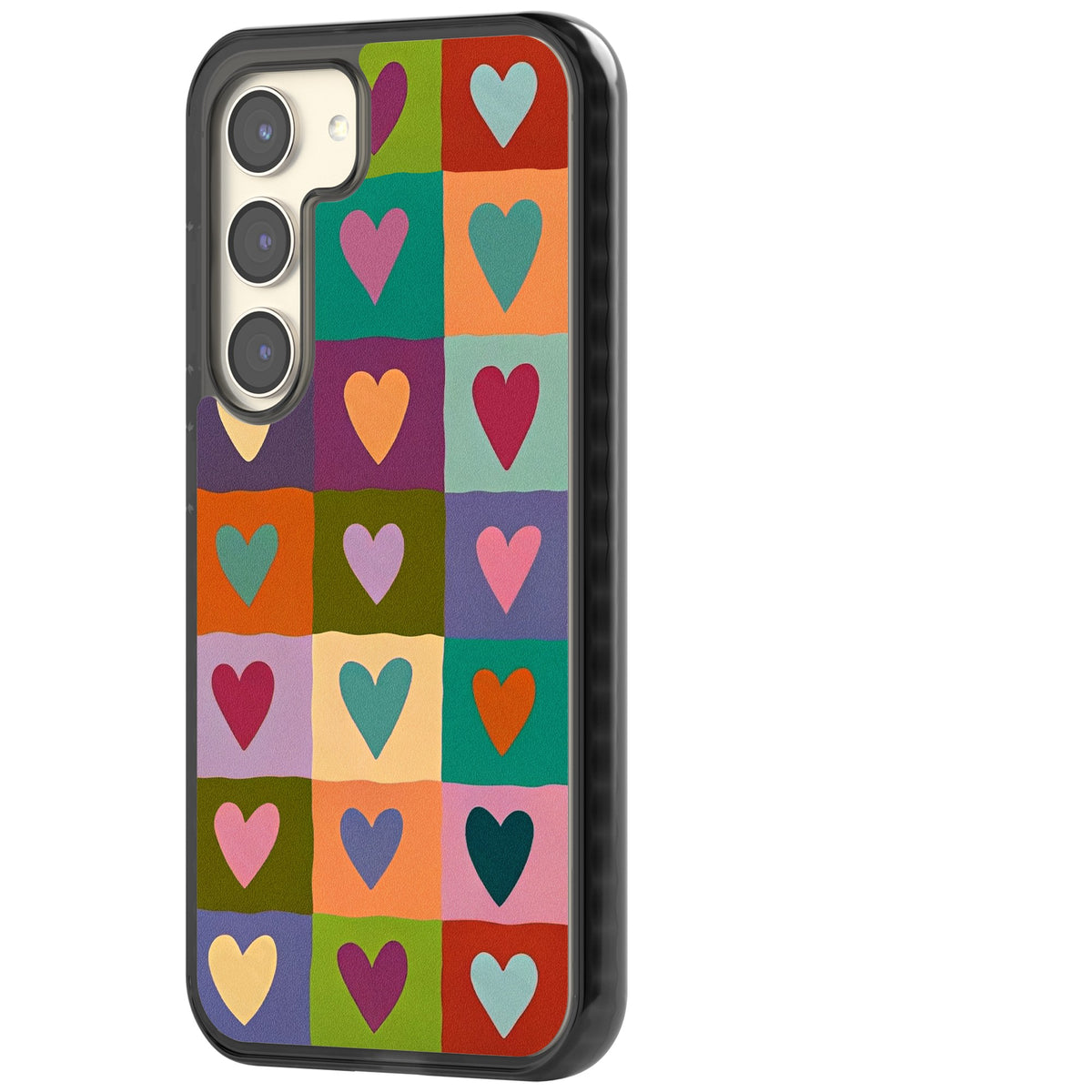 Heart Quilt Samsung S22 / Samsung S22 Plus / Samsung S23 / Samsung S23 Plus / Samsung S24 / Samsung S24 Plus Impact Black Phone Case side