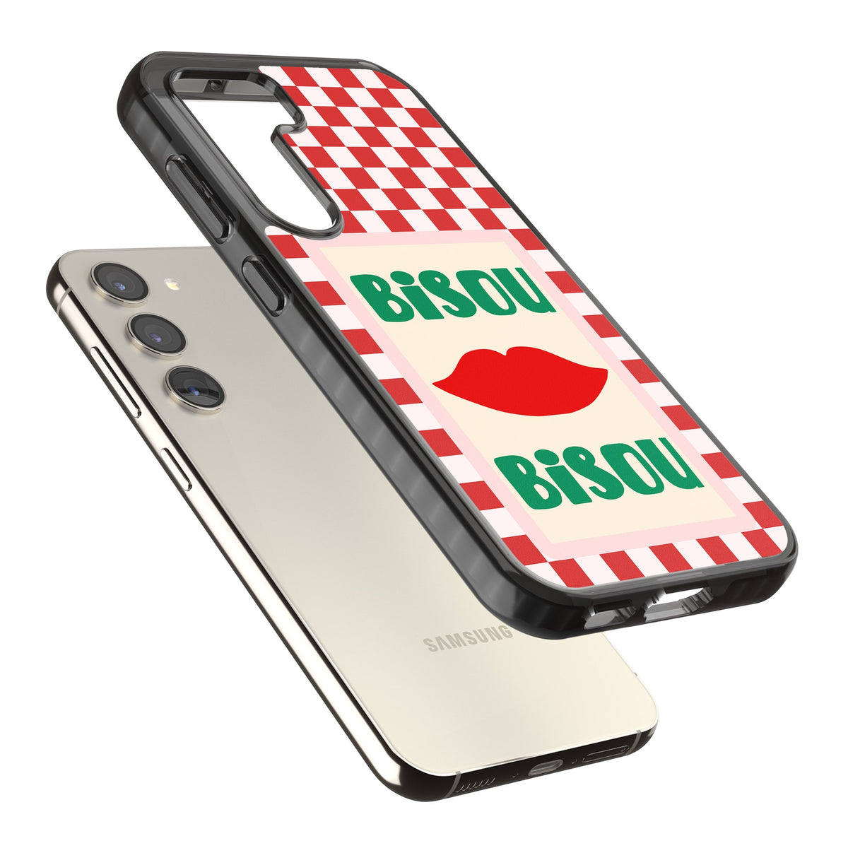 Bisou Samsung S22 / Samsung S22 Plus / Samsung S23 / Samsung S23 Plus / Samsung S24 / Samsung S24 Plus Impact Black Phone Case angled