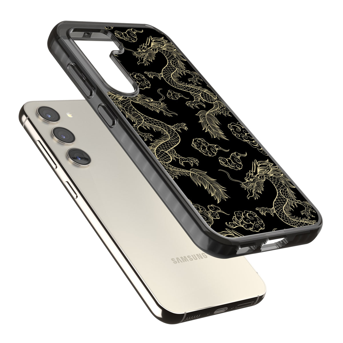 Golden Dynasty Samsung S22 / Samsung S22 Plus / Samsung S23 / Samsung S23 Plus / Samsung S24 / Samsung S24 Plus Impact Black Phone Case angled