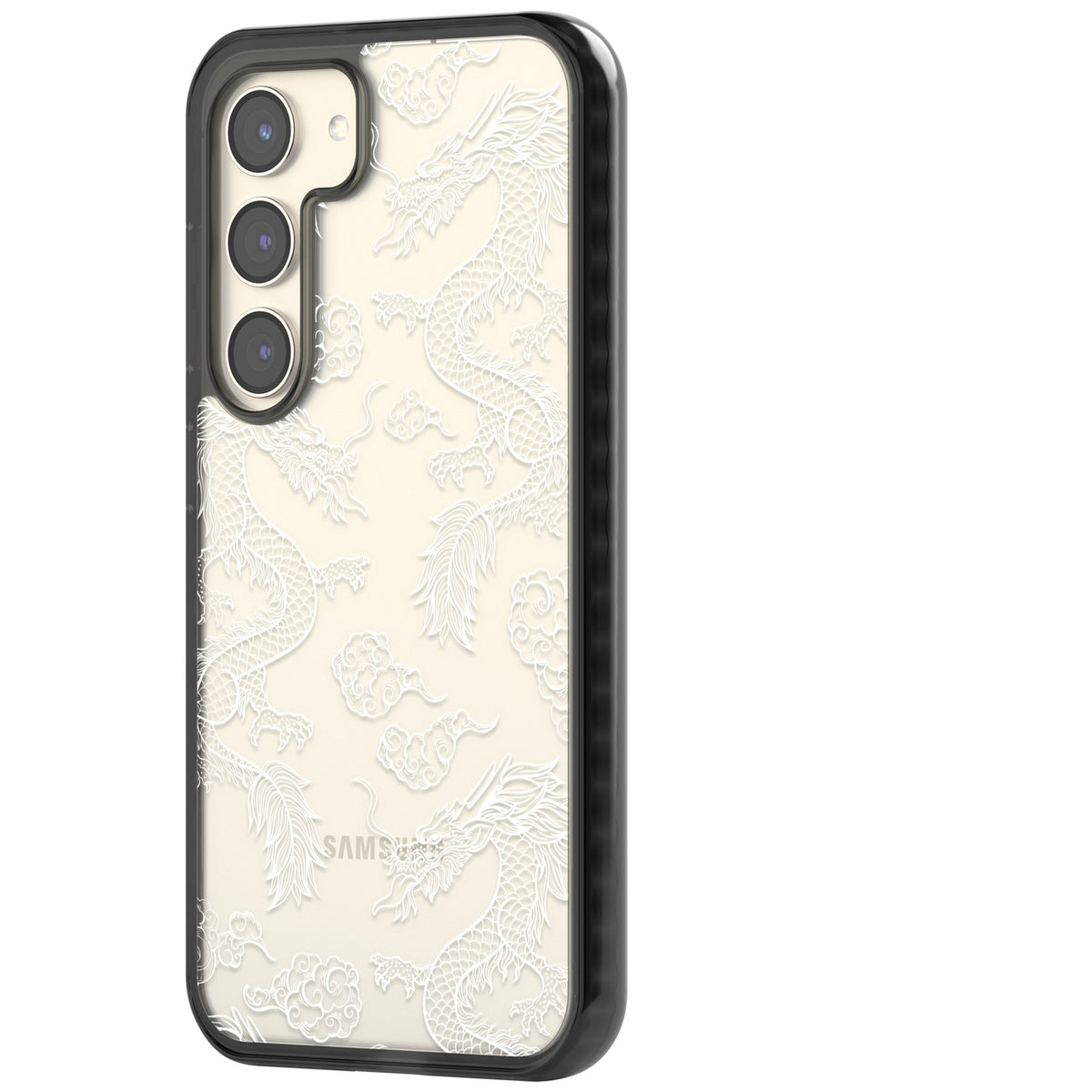 White Dragon Dynasty Samsung S22 / Samsung S22 Plus / Samsung S23 / Samsung S23 Plus / Samsung S24 / Samsung S24 Plus Impact Black Phone Case side