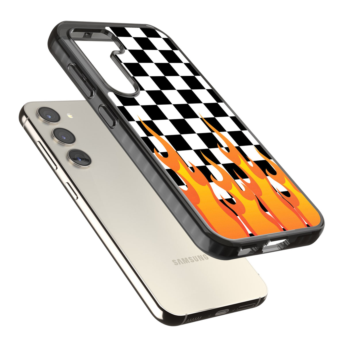 Hot Pursuit Samsung S22 / Samsung S22 Plus / Samsung S23 / Samsung S23 Plus / Samsung S24 / Samsung S24 Plus Impact Black Phone Case angled