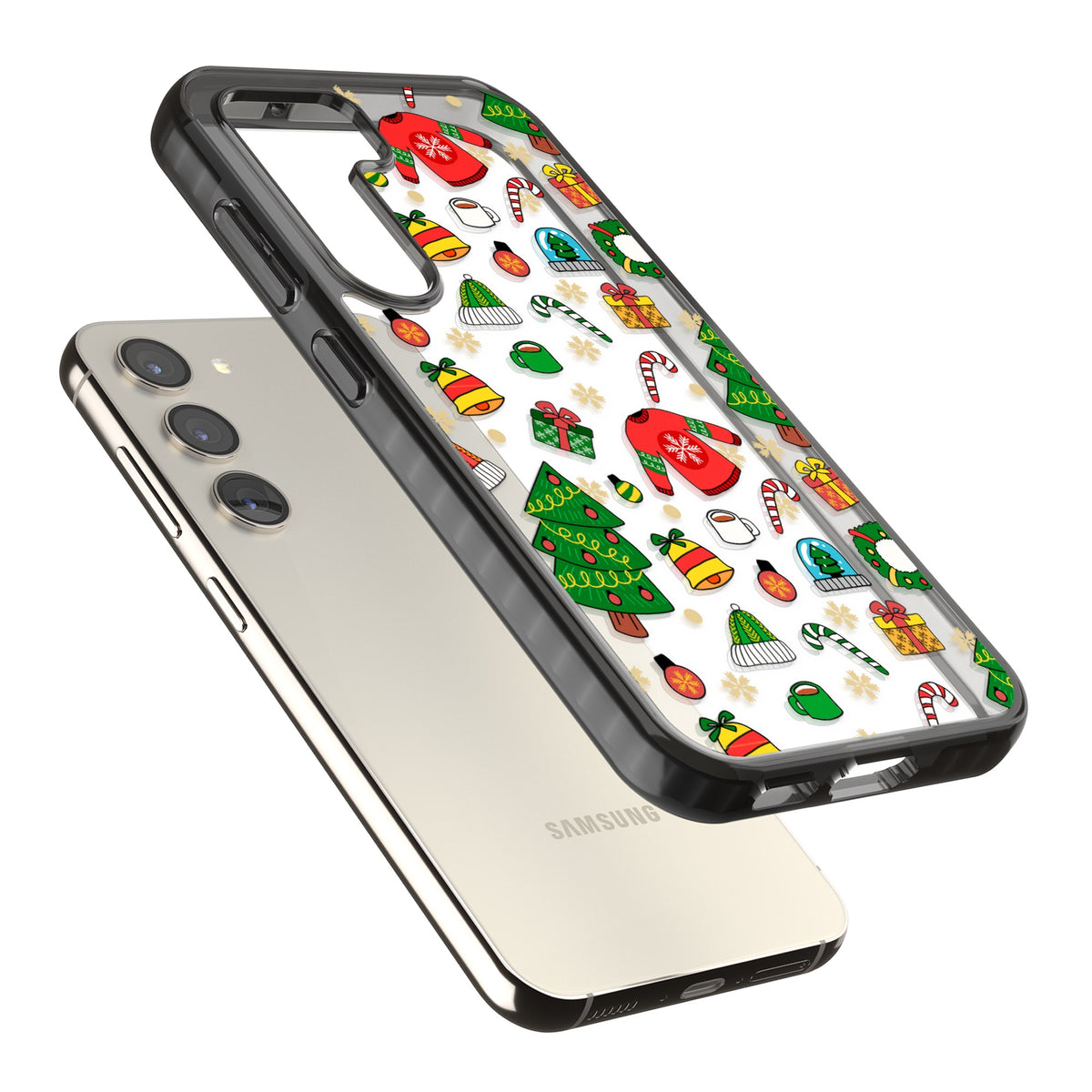 Holiday Medley Samsung S22 / Samsung S22 Plus / Samsung S23 / Samsung S23 Plus / Samsung S24 / Samsung S24 Plus Impact Black Phone Case angled