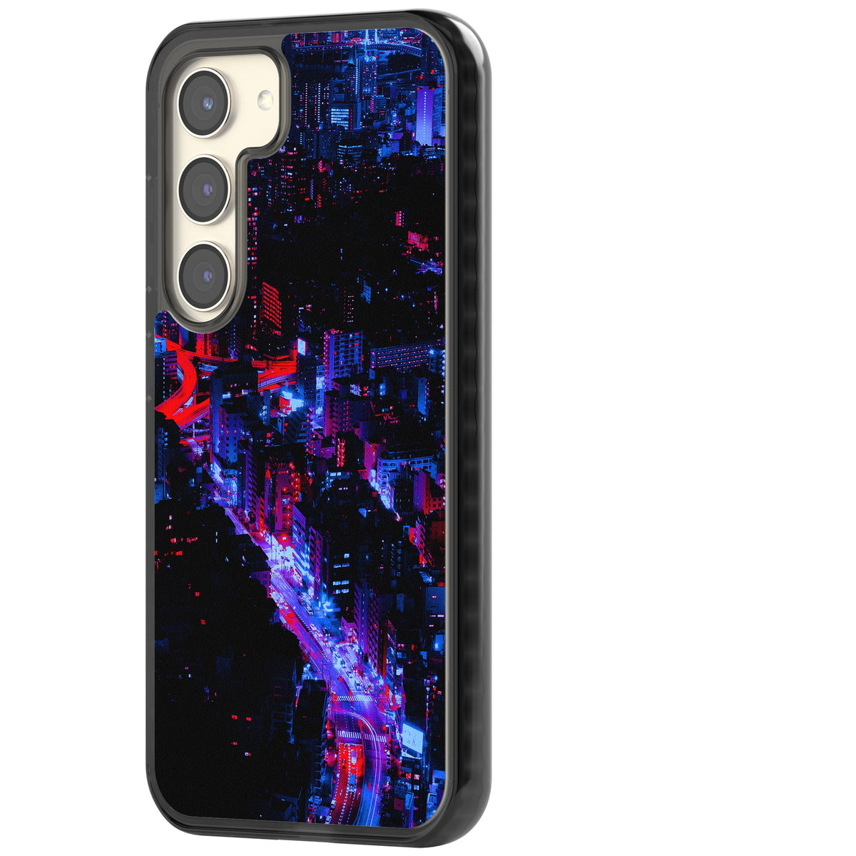 Neon Cityscape Samsung S22 / Samsung S22 Plus / Samsung S23 / Samsung S23 Plus / Samsung S24 / Samsung S24 Plus Impact Black Phone Case side