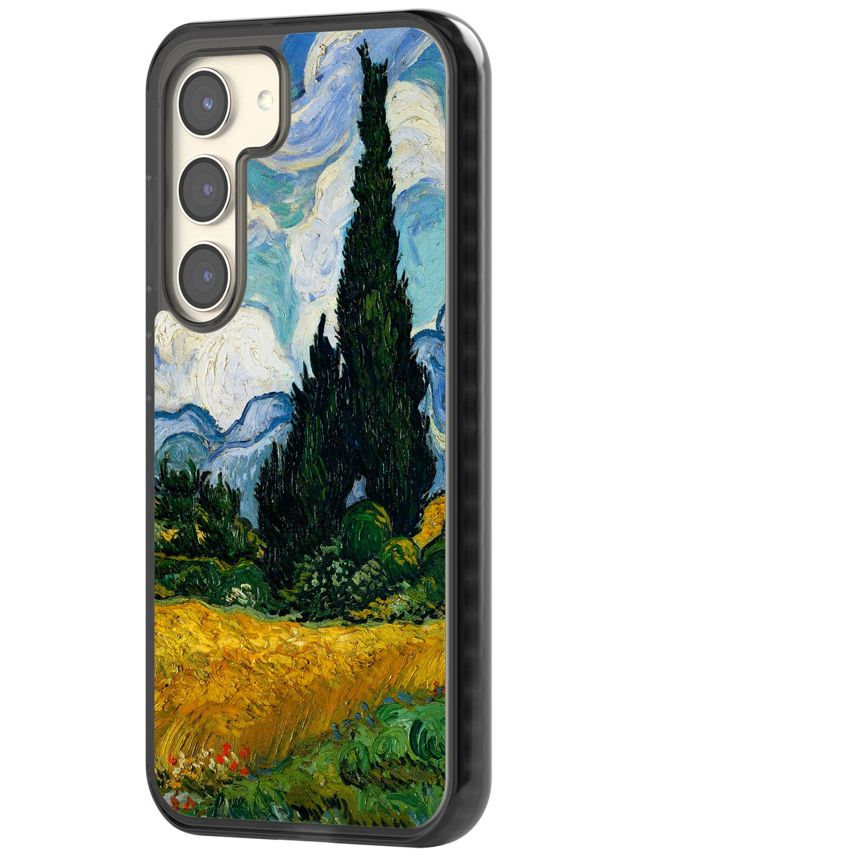 Wheat Field With Cypresses By Vincent Van Gogh Samsung S22 / Samsung S22 Plus / Samsung S23 / Samsung S23 Plus / Samsung S24 / Samsung S24 Plus Impact Black Phone Case side