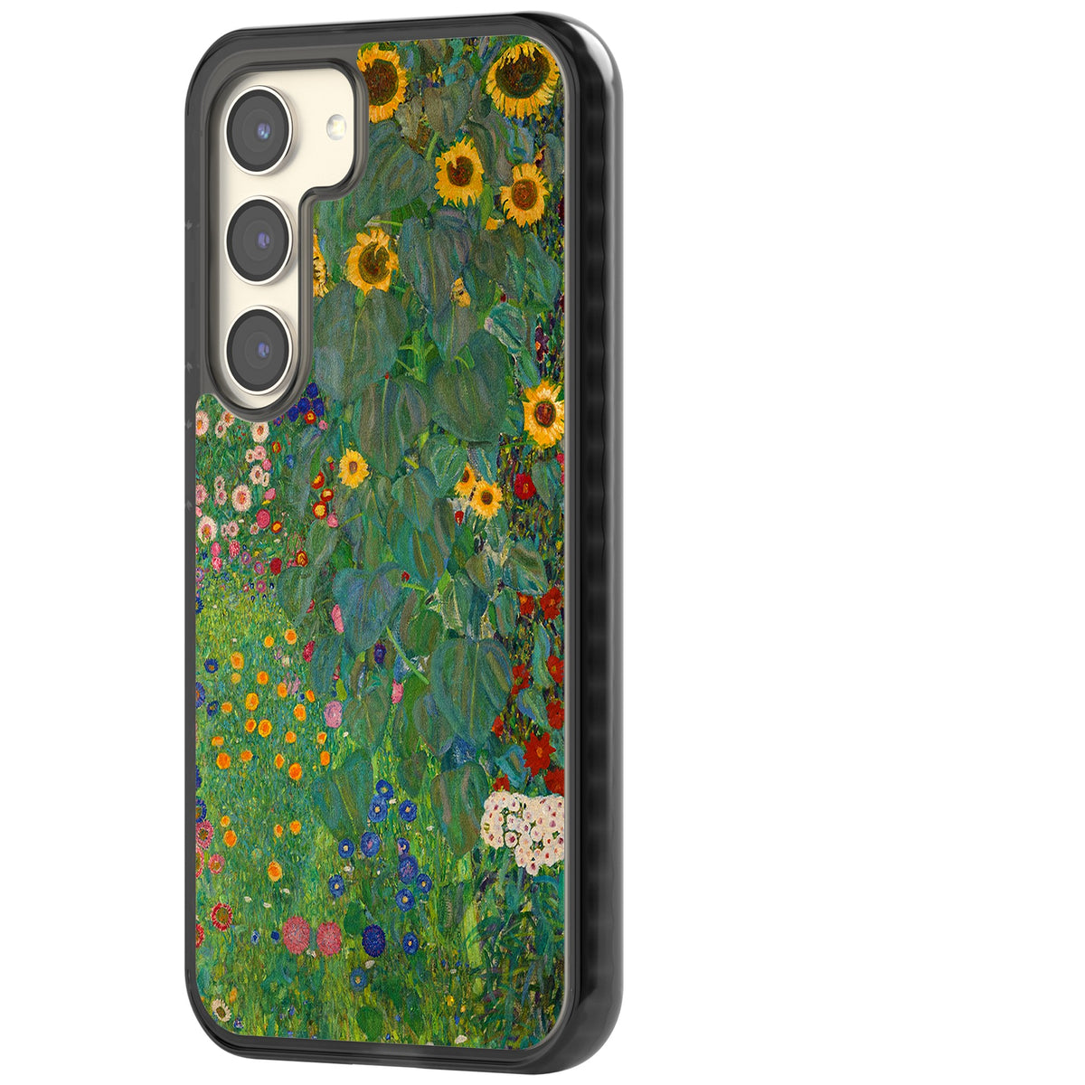 Farm Garden With Sunflowers Samsung S22 / Samsung S22 Plus / Samsung S23 / Samsung S23 Plus / Samsung S24 / Samsung S24 Plus Impact Black Phone Case side
