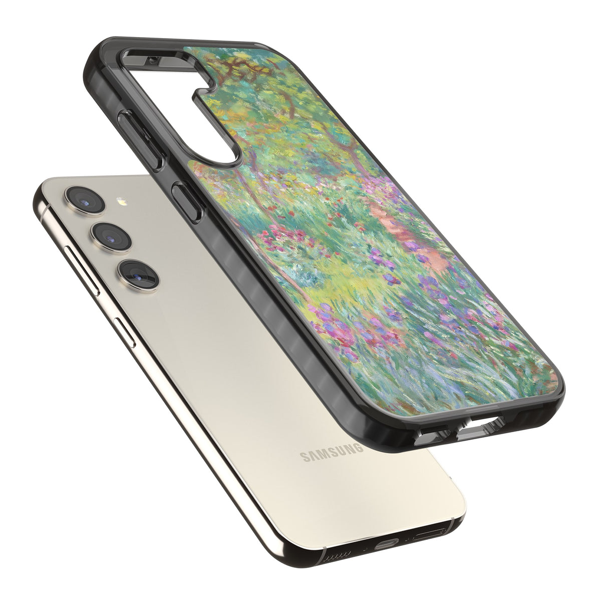 Garden in Giverny Samsung S22 / Samsung S22 Plus / Samsung S23 / Samsung S23 Plus / Samsung S24 / Samsung S24 Plus Impact Black Phone Case angled
