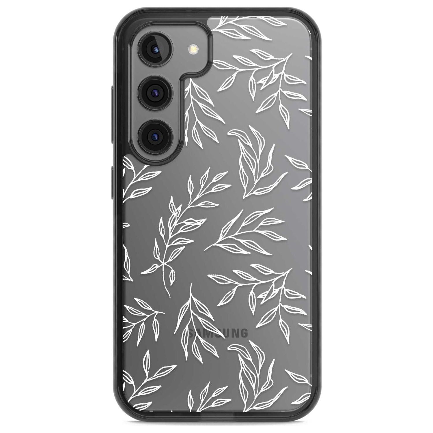 Leafy Botanical Phone Case Samsung S22 / Black Impact Case,Samsung S23 / Black Impact Case Blanc Space