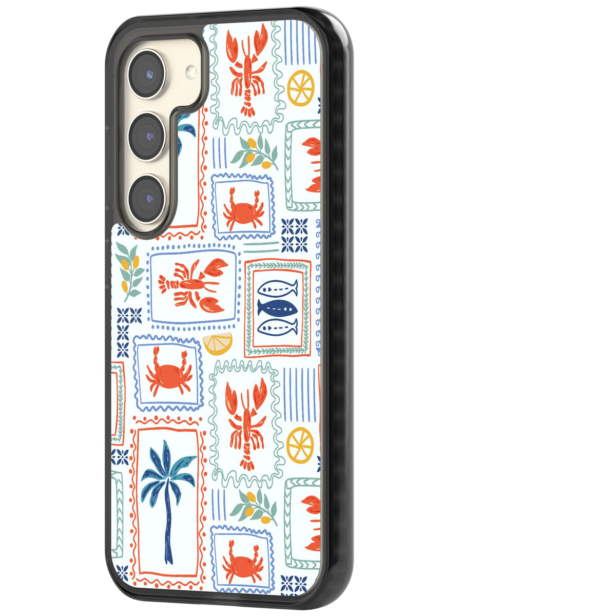 Seaside Stamps Samsung S22 / Samsung S22 Plus / Samsung S23 / Samsung S23 Plus / Samsung S24 / Samsung S24 Plus Impact Black Phone Case side