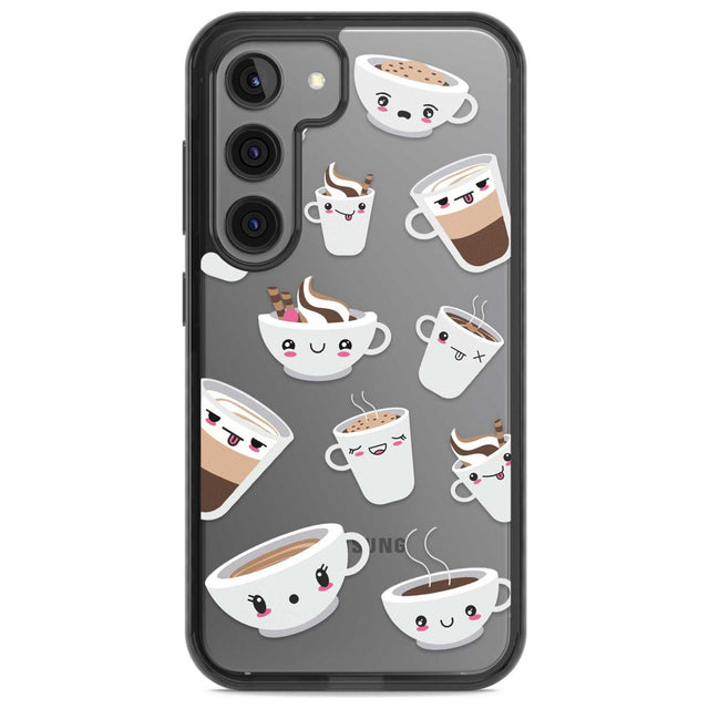 Coffee Faces Phone Case Samsung S22 / Black Impact Case,Samsung S23 / Black Impact Case Blanc Space