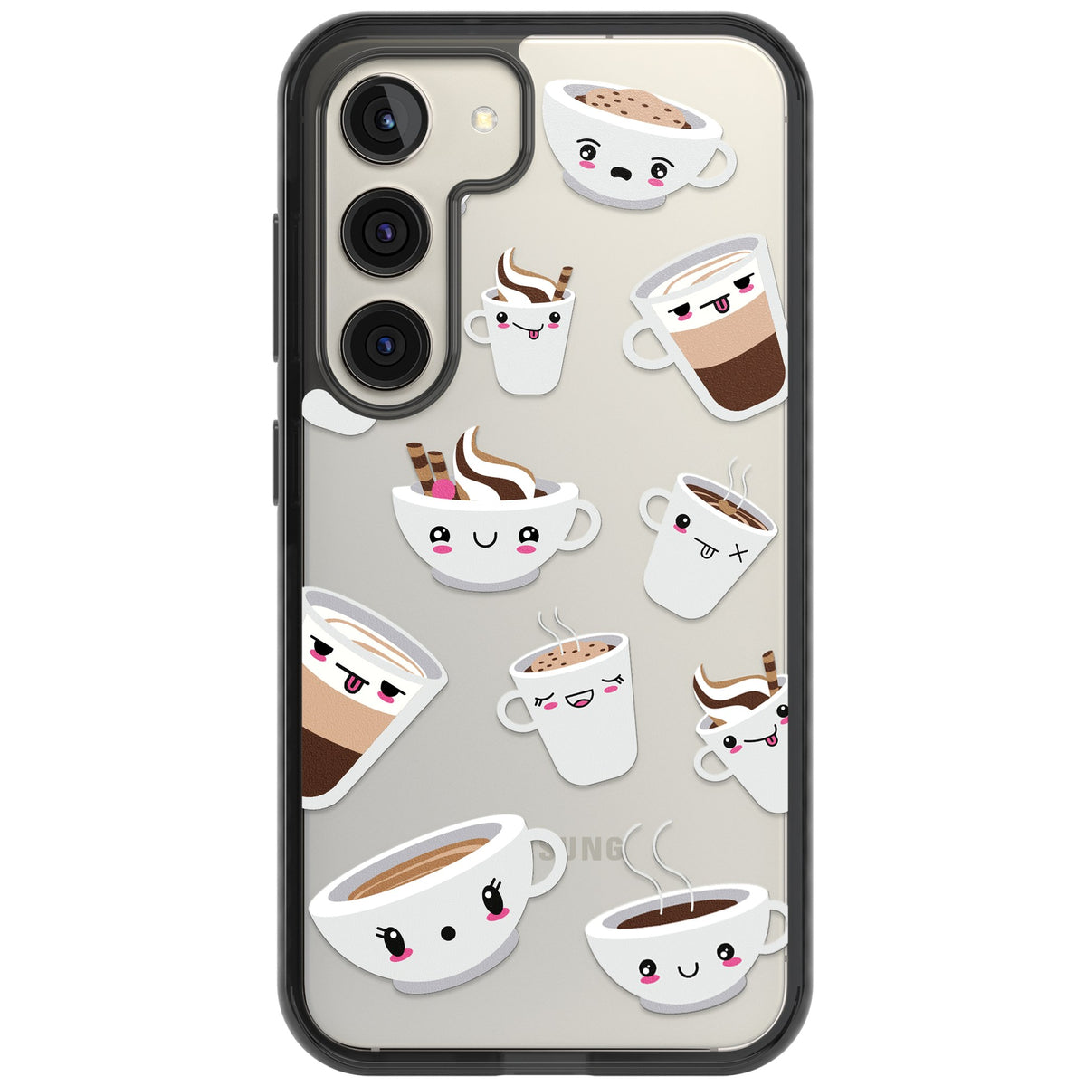 Coffee Faces Samsung S22 / Samsung S22 Plus / Samsung S23 / Samsung S23 Plus / Samsung S24 / Samsung S24 Plus Impact Black Phone Case front