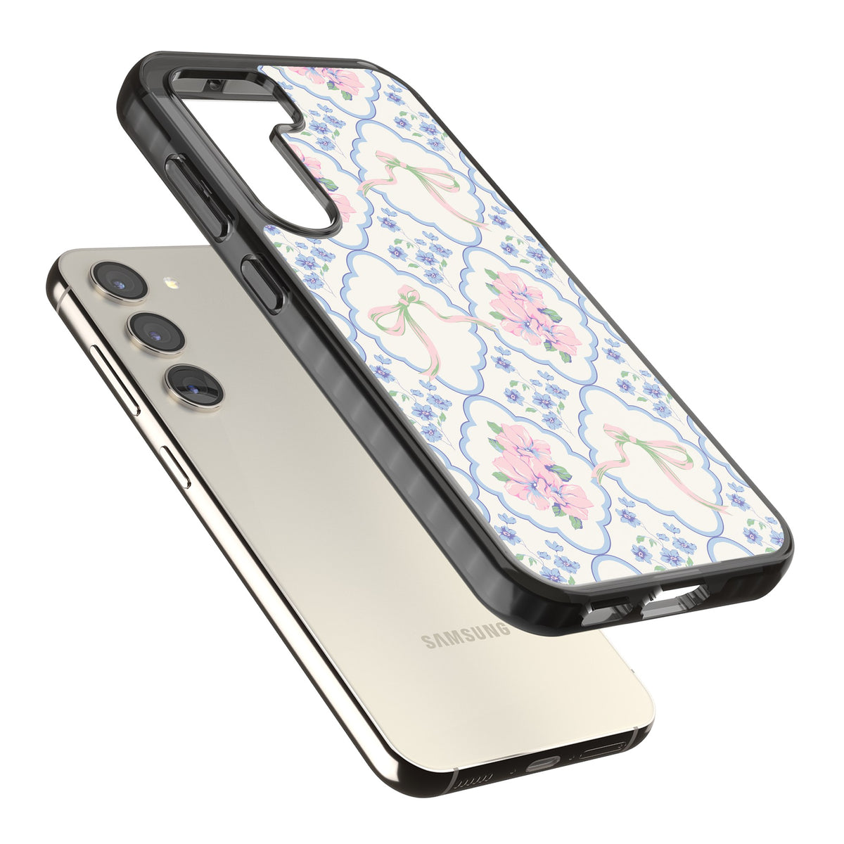 Ribbon Lattice Samsung S22 / Samsung S22 Plus / Samsung S23 / Samsung S23 Plus / Samsung S24 / Samsung S24 Plus Impact Black Phone Case angled