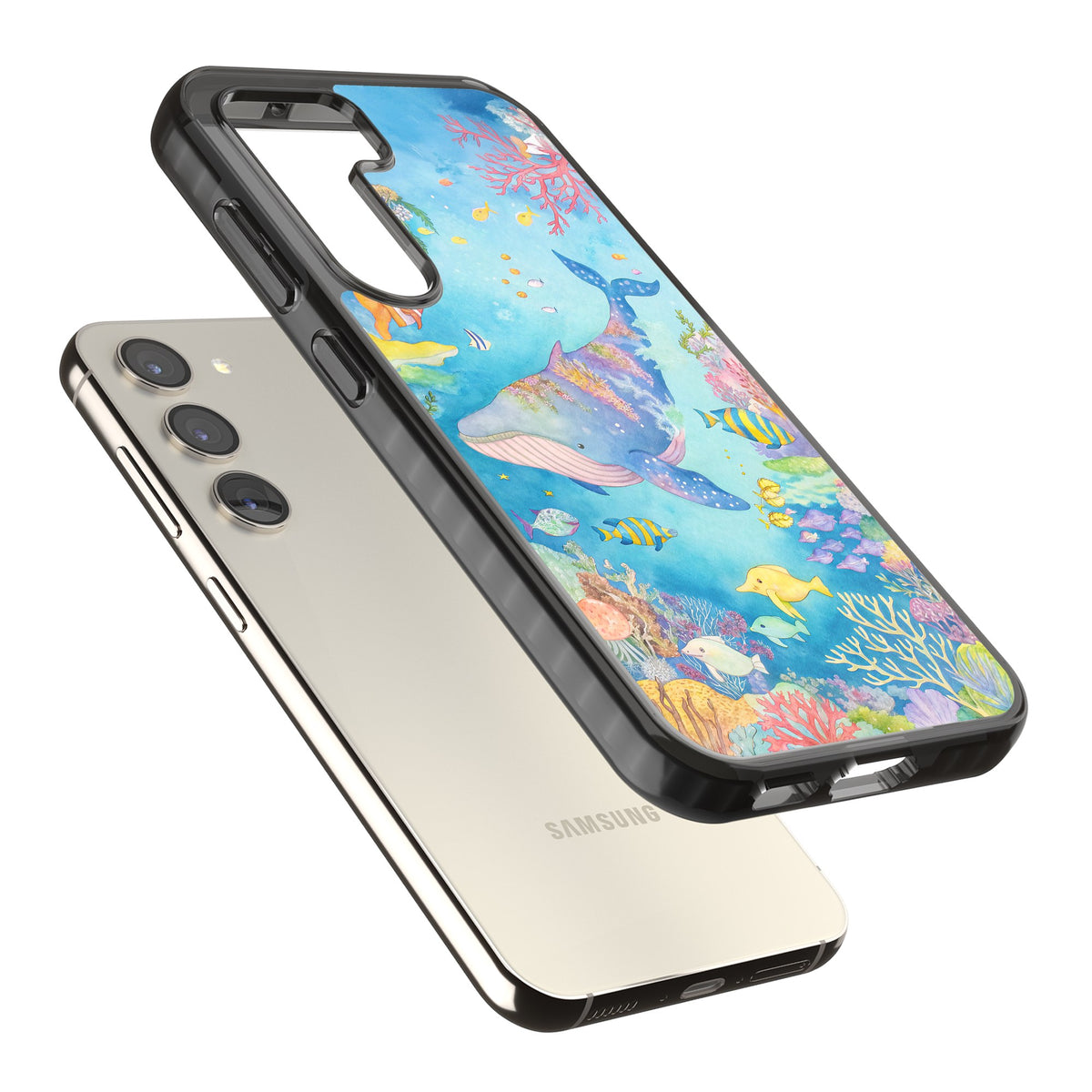 Coral Lagoon Samsung S22 / Samsung S22 Plus / Samsung S23 / Samsung S23 Plus / Samsung S24 / Samsung S24 Plus Impact Black Phone Case angled