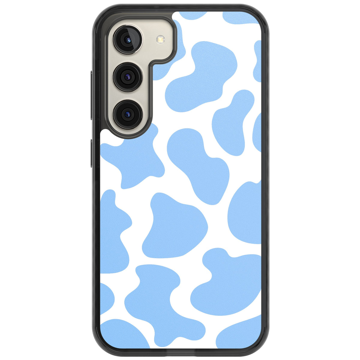 Blue And White Cow Print Samsung S22 / Samsung S22 Plus / Samsung S23 / Samsung S23 Plus / Samsung S24 / Samsung S24 Plus Impact Black Phone Case front