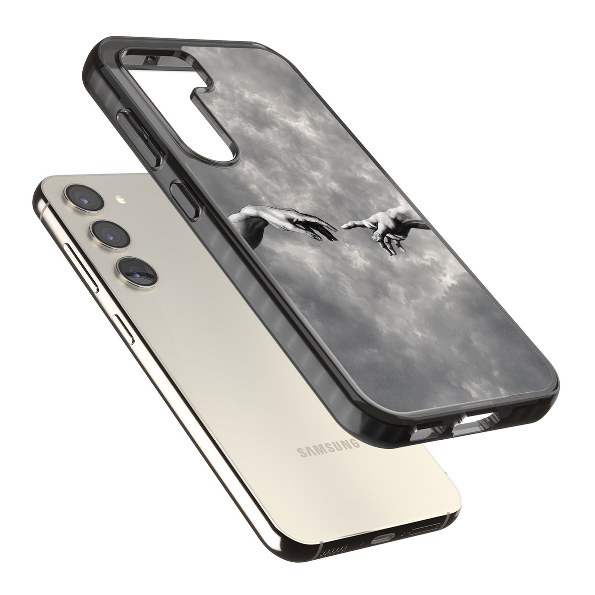 Creation Samsung S22 / Samsung S22 Plus / Samsung S23 / Samsung S23 Plus / Samsung S24 / Samsung S24 Plus Impact Black Phone Case angled
