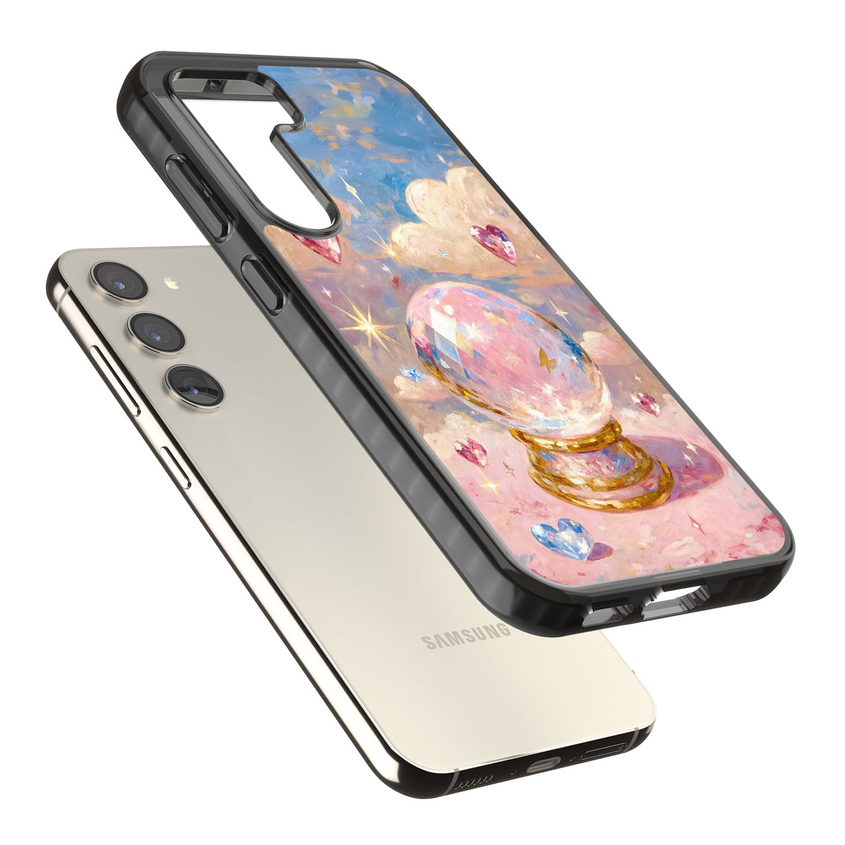 Crystal Ball Samsung S22 / Samsung S22 Plus / Samsung S23 / Samsung S23 Plus / Samsung S24 / Samsung S24 Plus Impact Black Phone Case angled