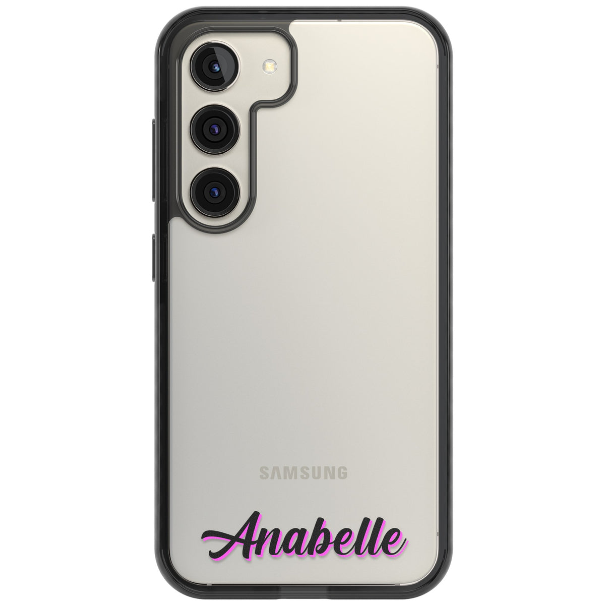 Personalised Cute Bottom Name Samsung S22 / Samsung S22 Plus / Samsung S23 / Samsung S23 Plus / Samsung S24 / Samsung S24 Plus Impact Black Phone Case front