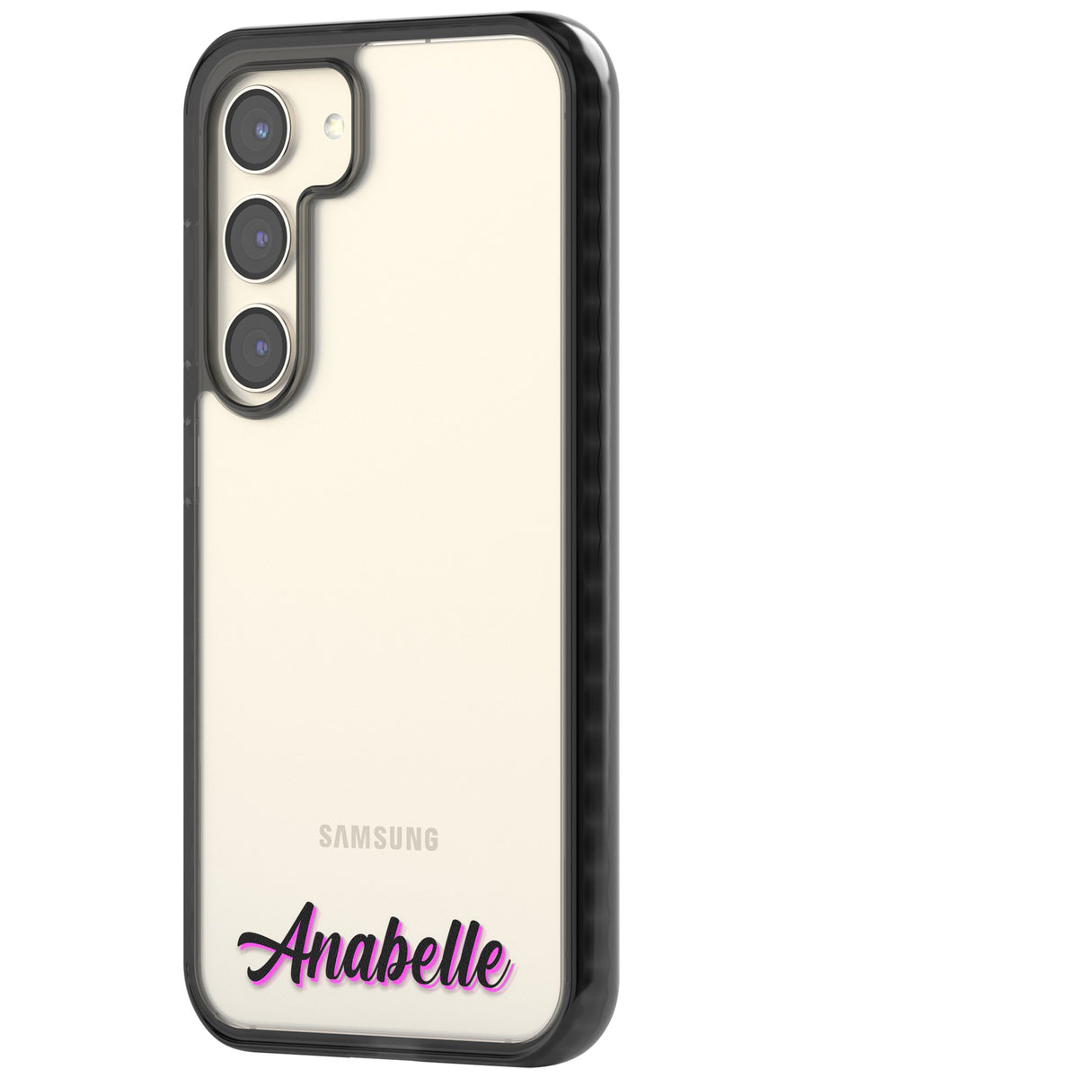 Personalised Cute Bottom Name Samsung S22 / Samsung S22 Plus / Samsung S23 / Samsung S23 Plus / Samsung S24 / Samsung S24 Plus Impact Black Phone Case side