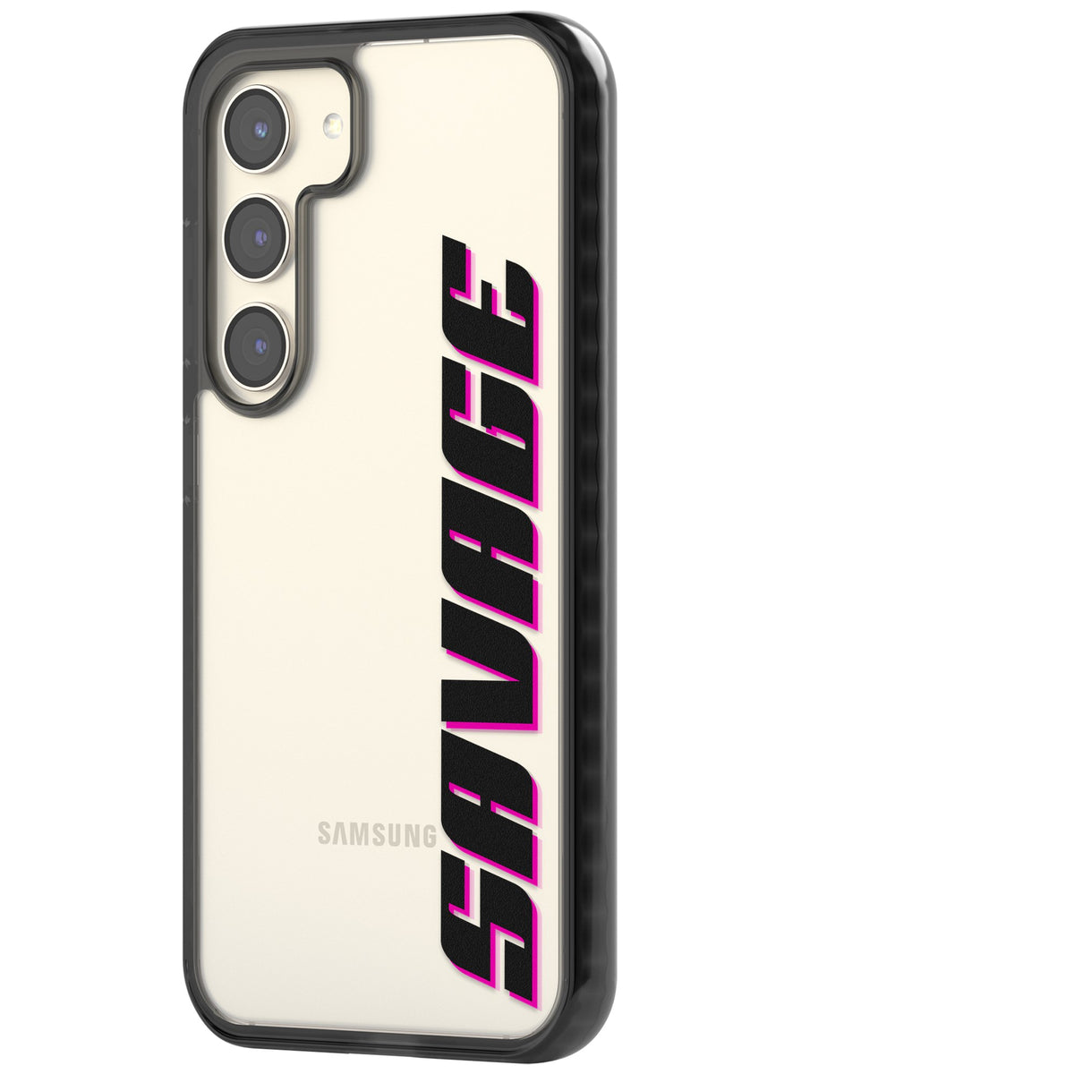 Personalised Cool Vertical Name Samsung S22 / Samsung S22 Plus / Samsung S23 / Samsung S23 Plus / Samsung S24 / Samsung S24 Plus Impact Black Phone Case side