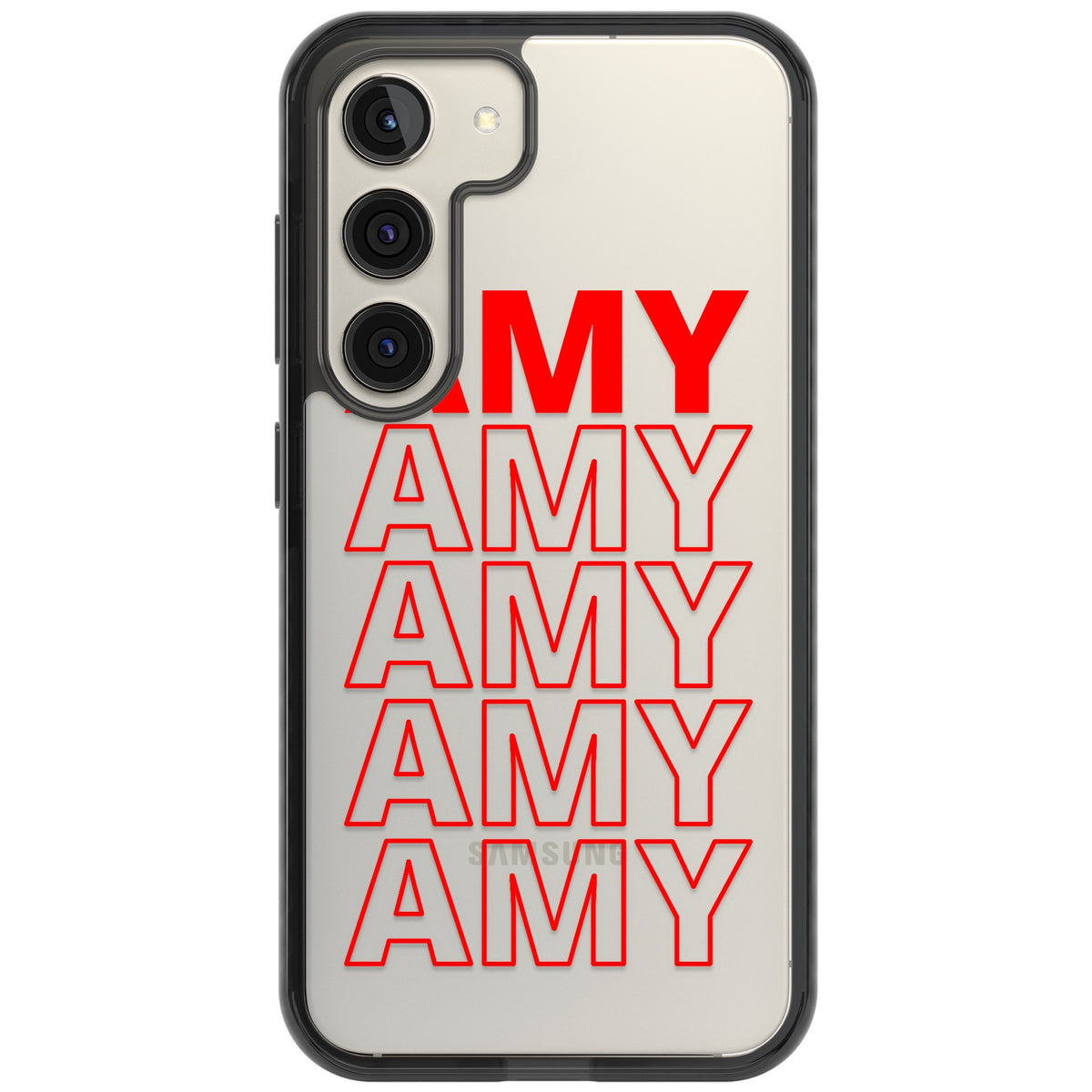 Personalised Bold Name Repeat Samsung S22 / Samsung S22 Plus / Samsung S23 / Samsung S23 Plus / Samsung S24 / Samsung S24 Plus Impact Black Phone Case front