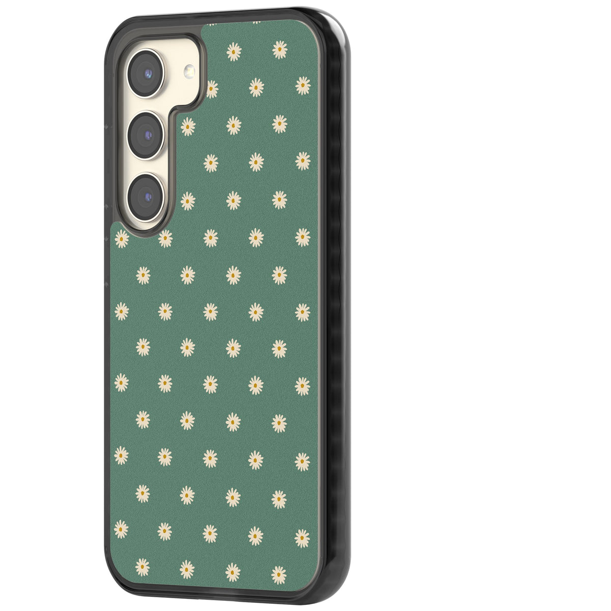 Sage Daisy Floral Samsung S22 / Samsung S22 Plus / Samsung S23 / Samsung S23 Plus / Samsung S24 / Samsung S24 Plus Impact Black Phone Case side