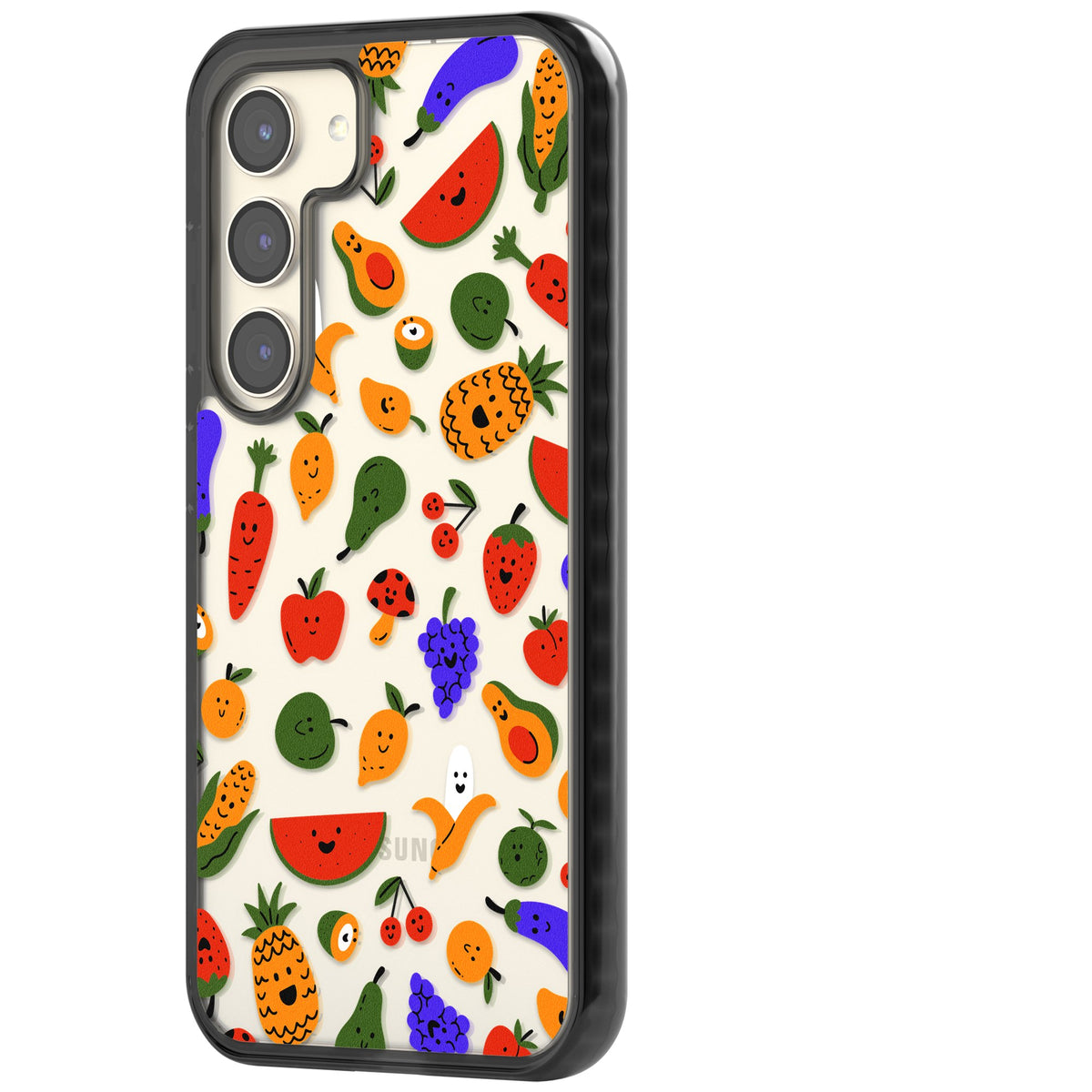 Playful Fruit Kawaii Samsung S22 / Samsung S22 Plus / Samsung S23 / Samsung S23 Plus / Samsung S24 / Samsung S24 Plus Impact Black Phone Case side